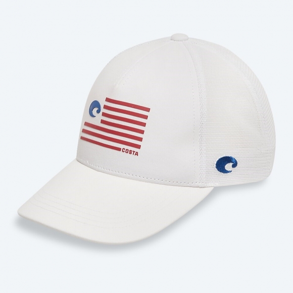 Costa Del Mar Twill Trucker Pride Logo - White