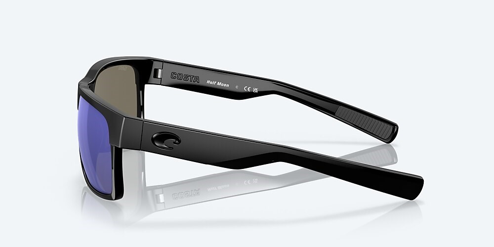 Costa Del Mar Half Moon - Shiny Black - Blue Mirror Polarized Glass (580G)