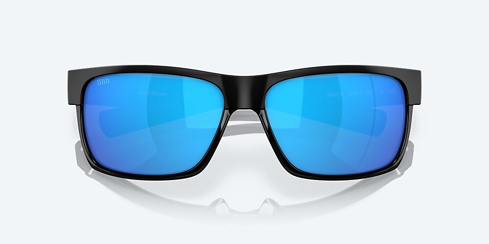 Costa Del Mar Half Moon - Shiny Black - Blue Mirror Polarized Glass (580G)