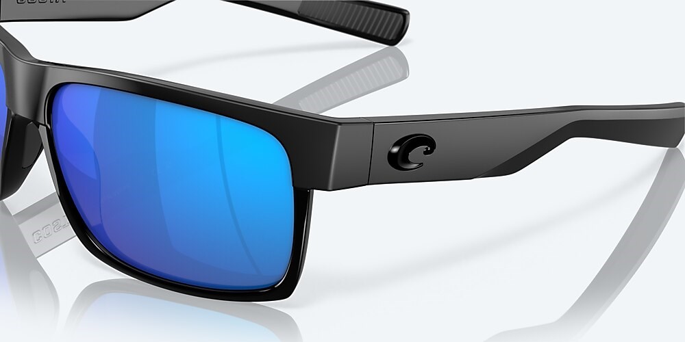 Costa Del Mar Half Moon - Shiny Black - Blue Mirror Polarized Glass (580G)
